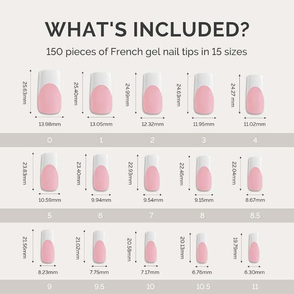 150 Pieces Pink And White French Tip Long Square Nails - Picture 2 of 9